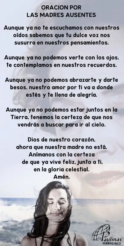 UNA ORACION POR LAS MADRES AUSENTES... | Oraciones Paulinas Puerto ...