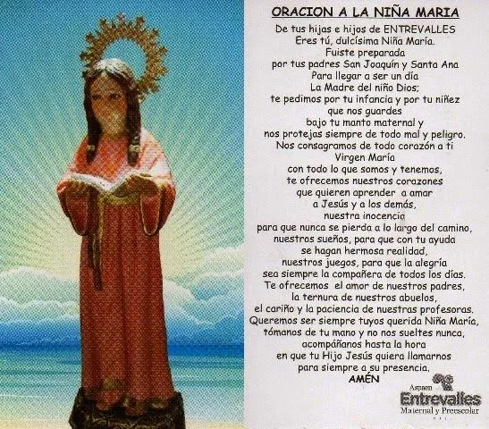 Oración a la Niña María ~ Aspaen Maternal y Preescolar Entrevalles