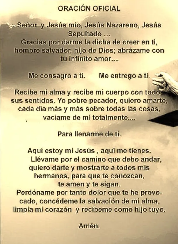 Oración Oficial - HERMANDAD DE JESÚS NAZARENO Cahabon A.V.