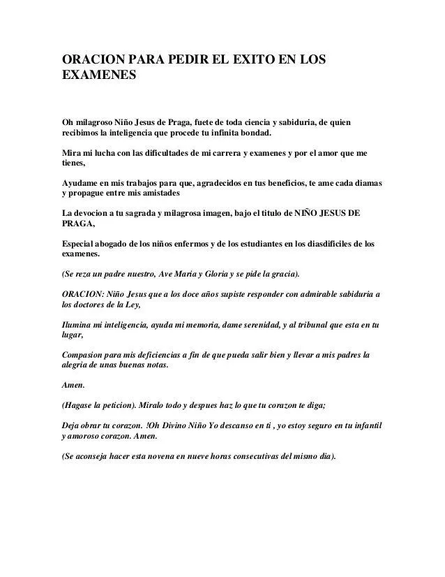 Oracion para pedir el exito en los examenes