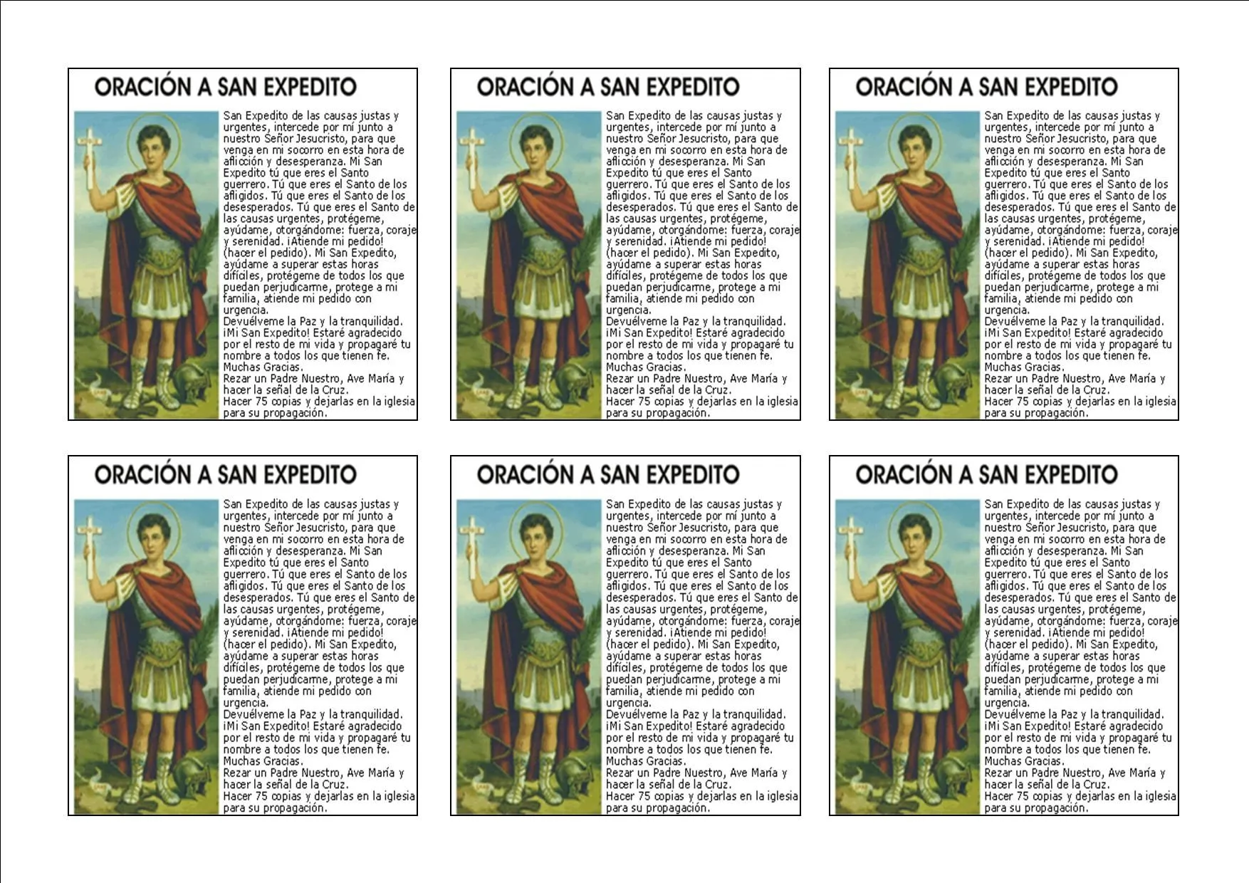 Oración a San Expedito para imprimir | San Expedito 19 de Abril