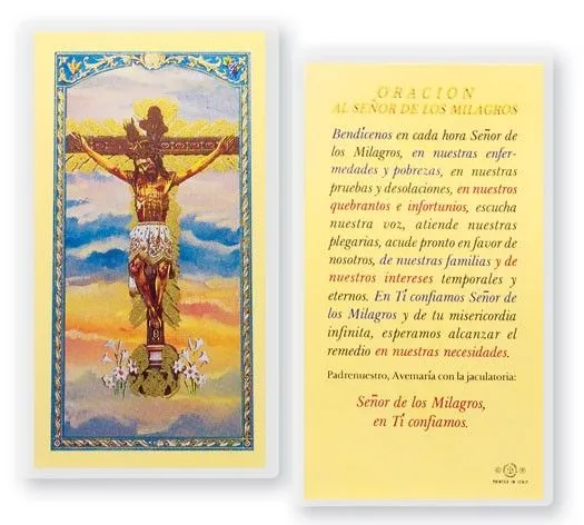 Oracion Al Senor De Los Milagros Laminated Spanish Prayer Cards 25 ...