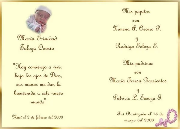 Oraciones catolicas para invitación de bautizo - Imagui