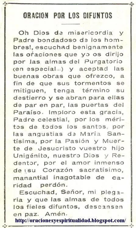 ORACIONES Y ESPIRITUALIDAD: Oración por LOS DIFUNTOS...