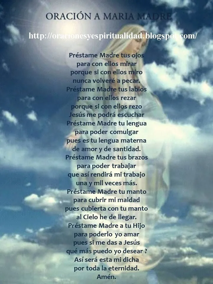 ORACIONES Y ESPIRITUALIDAD: Oración a MARÍA MADRE...