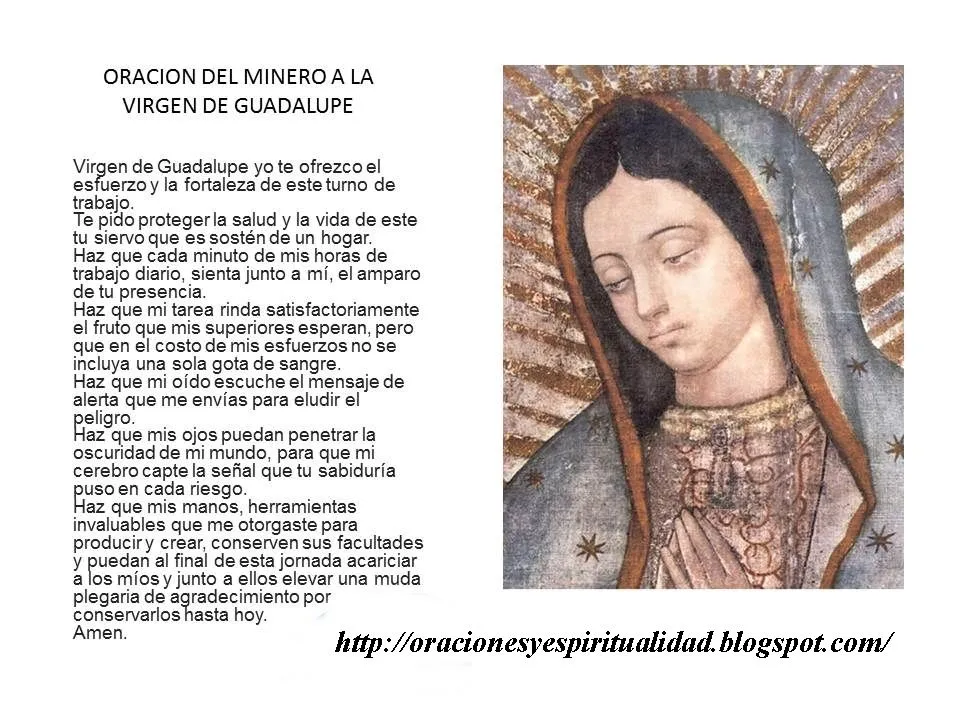 ORACIONES Y ESPIRITUALIDAD: Oración del minero a la VIRGEN DE ...