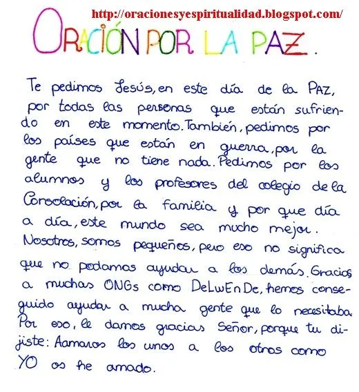 ORACIONES Y ESPIRITUALIDAD: Oración por LA PAZ...