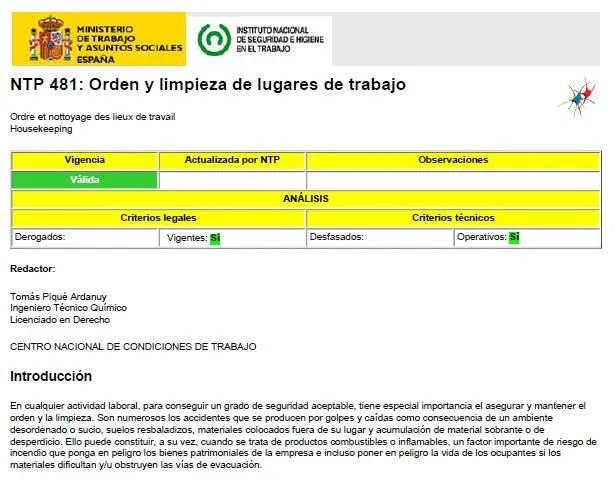 ORDEN Y LIMPIEZA | HIGIENE y SEGURIDAD LABORAL