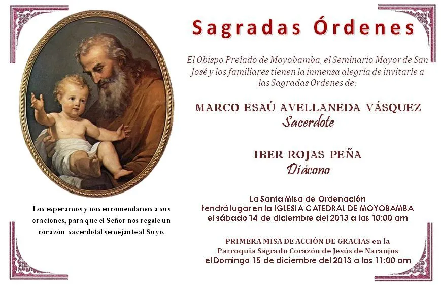 Ordenación sacerdotal y diaconal | Seminarios de Moyobamba