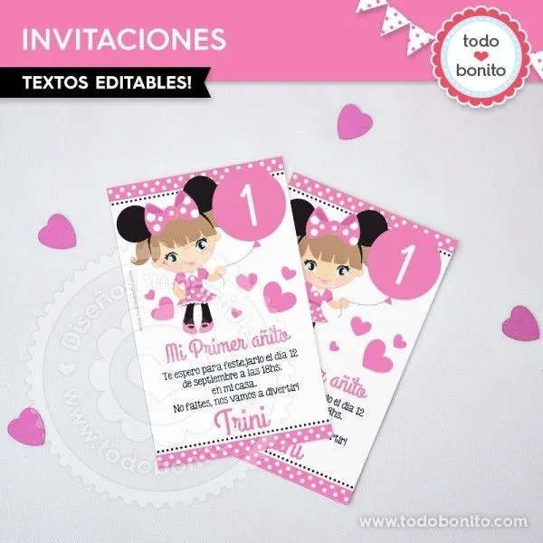 Orejas Minnie Rosa: invitación para imprimir - Todo Bonito