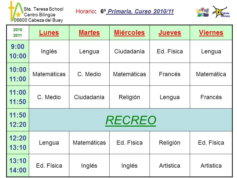 Organización Escolar: Horario y Tiempo