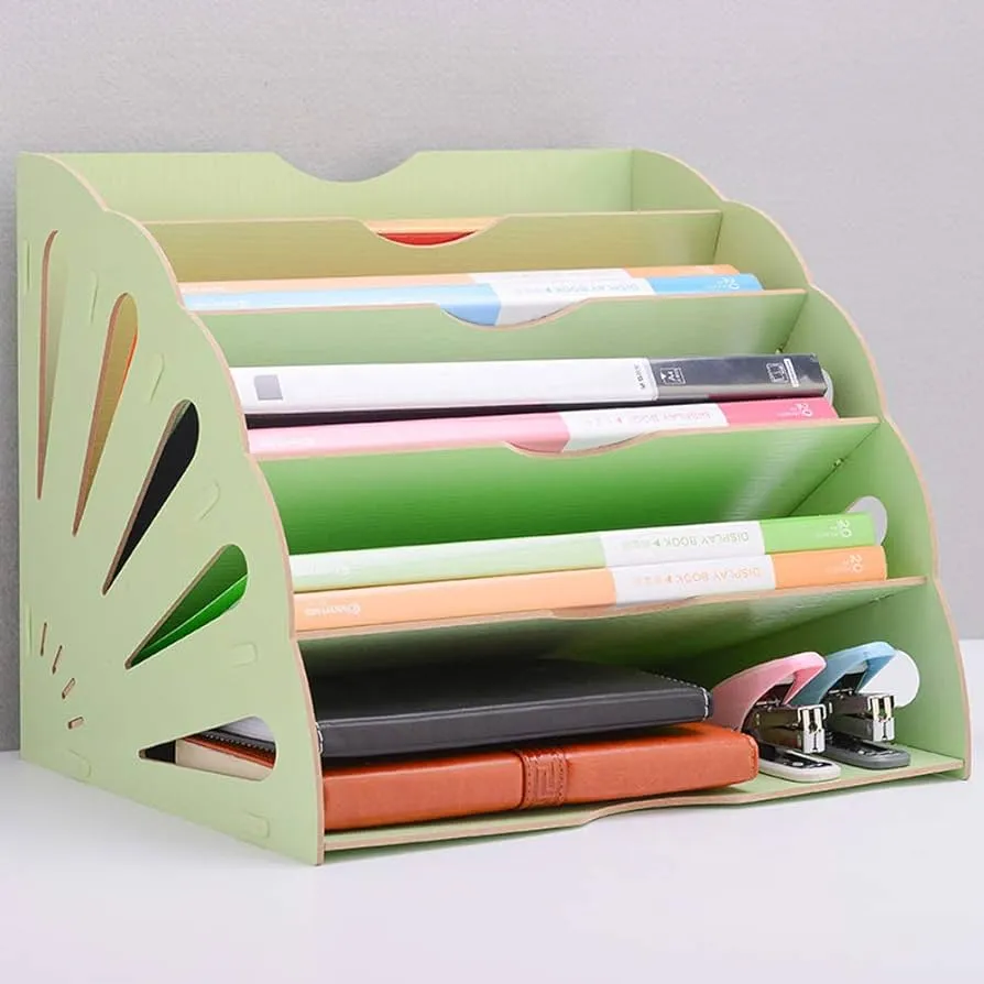 Organizador de escritorio, creativo caja de almacenamiento de archivos  bandeja rack de almacenamiento de clasificación y almacenamiento de  múltiples capas,escritorios escuela de la oficina,Green : Amazon.com.mx:  Oficina y papelería