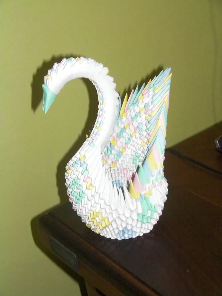 Origami 3D cisne policromatico by empapelARTE on DeviantArt