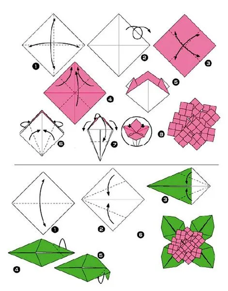 Cara membuat Origami Bunga Dan Daun | Ajiwardana