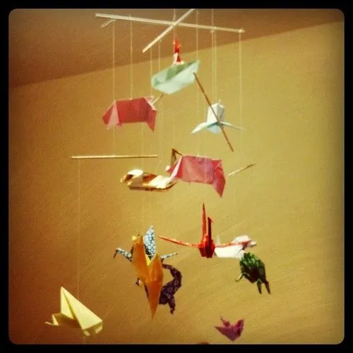 Origami mobile made at our baby shower | Flickr - Photo Sharing!