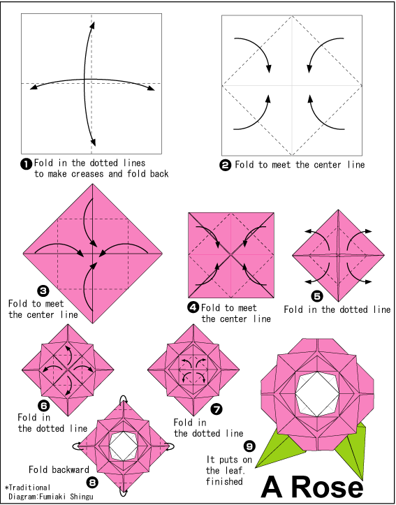 origami-phase-rose.gif (567×723) | Origami - Flower Fun | Pinterest