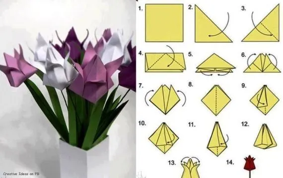 ORIGAMI TULIPÁN, EGYSZERŰ TÉRBELI TULIPÁN - tanitoikincseim.lapunk.hu