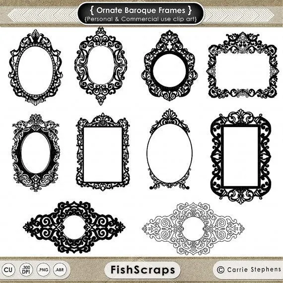 Ornate Baroque Frame Clip Art, Gothic Digital Frames, ClipArt ...