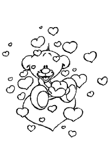 Osito con Corazones para colorear | Dibujos para Colorear Infantil