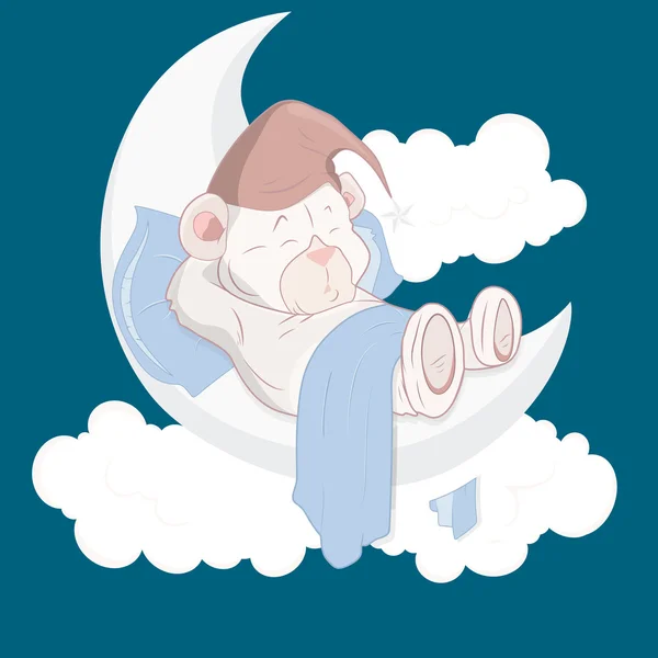 osito durmiendo en vector de dibujos animados de luna — Vector ...