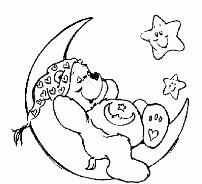 Oso amoroso en la luna. Dibujo para colorear de Oso amoroso en la luna ...