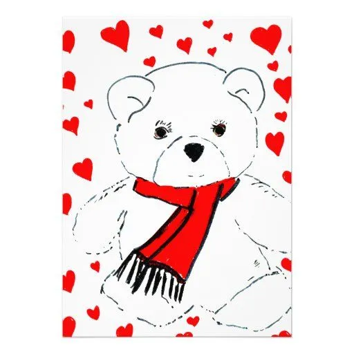 Oso y corazones blancos de peluche comunicados personalizados de ...