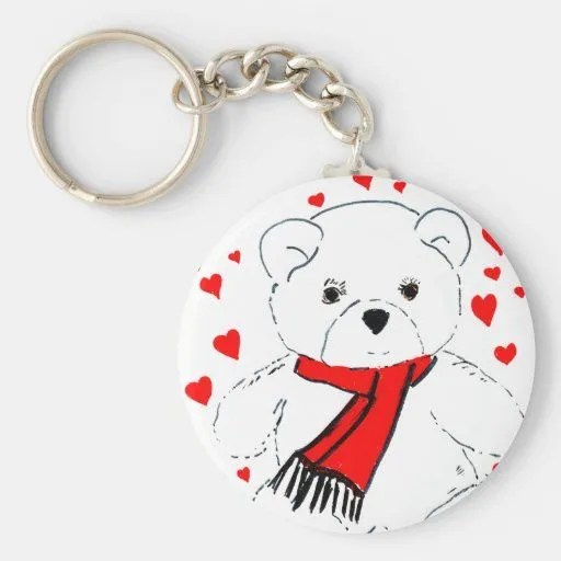 Oso y corazones blancos de peluche llaveros de Zazzle.