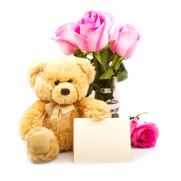 oso de peluche y flores — Foto stock © lamento #21593071