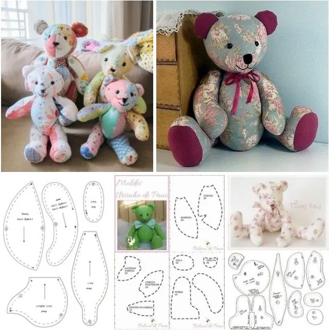 osos de peluche grandes con moldes para imprimir | Diy teddy bear, Teddy  bear sewing pattern, Memory bears pattern