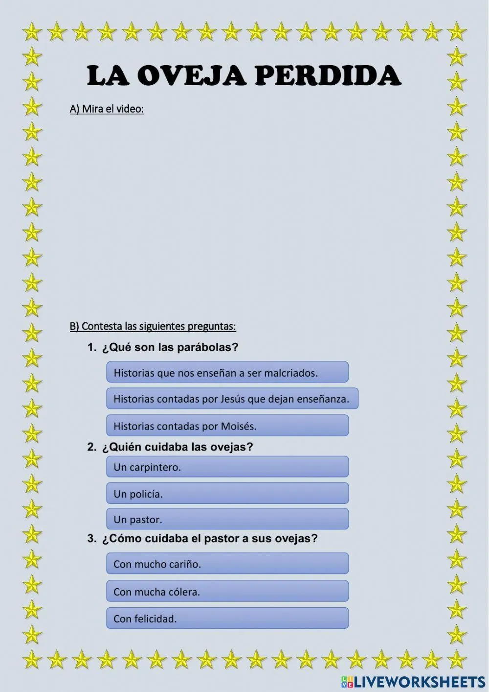 La oveja perdida worksheet for 2° a 4° - PRIMARIA | Live Worksheets