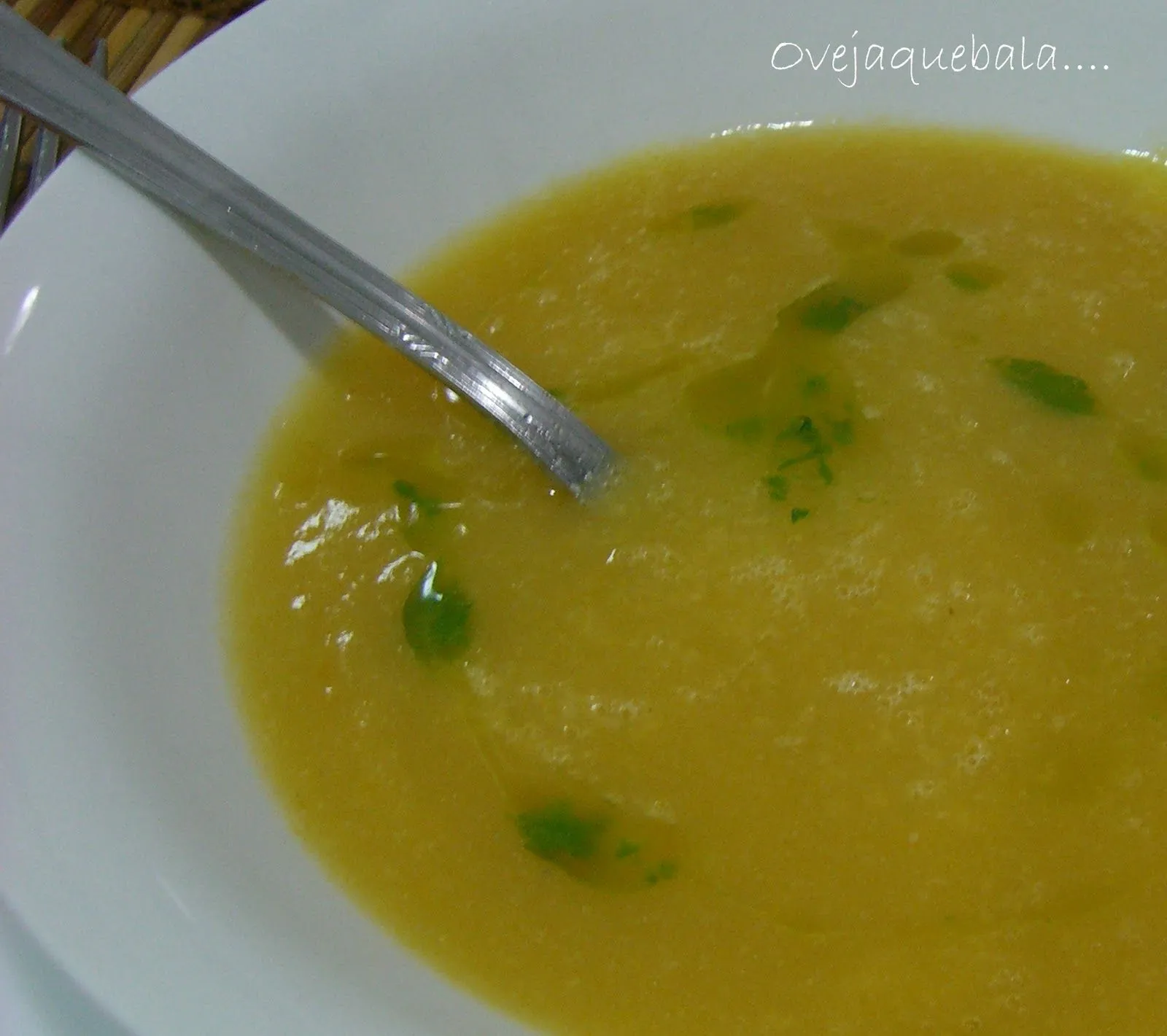 OVEJAQUEBALABOCADOQUEPIERDE: Crema de verduras al aceite de perejil (