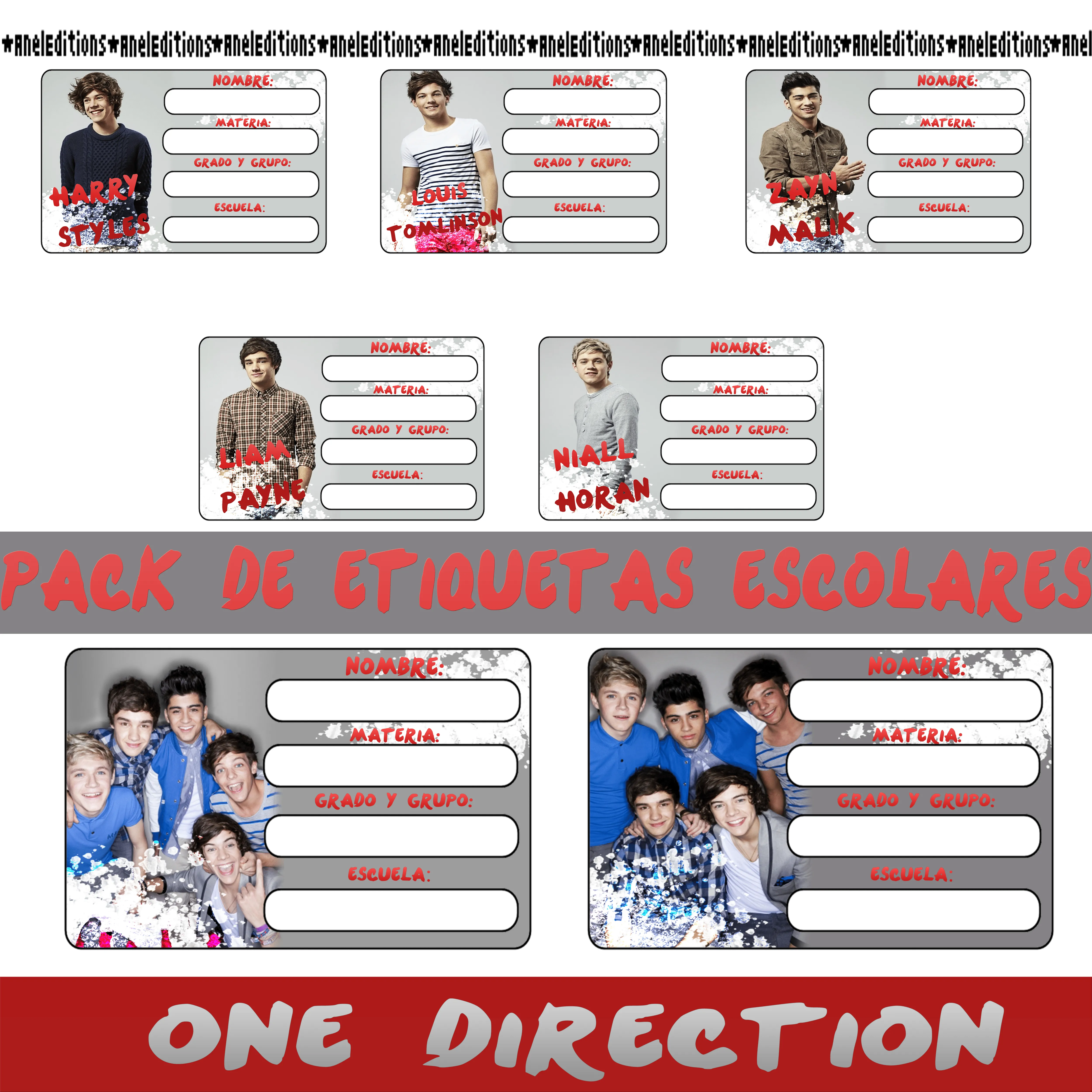 Pack Etiquetas Escolares de 1D by AnelEditons on DeviantArt