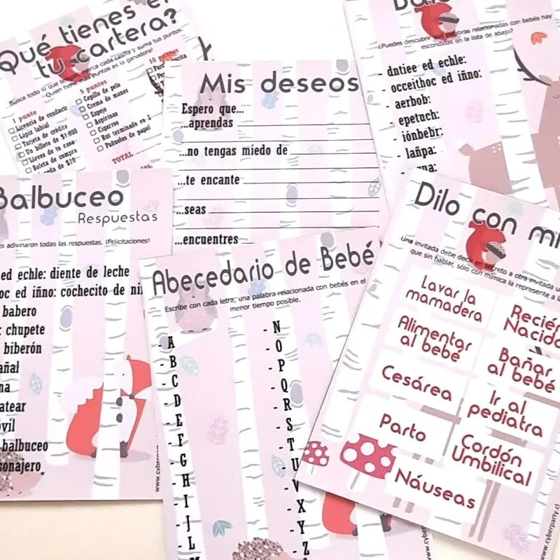 Pack Juegos Baby Shower (Set 6)