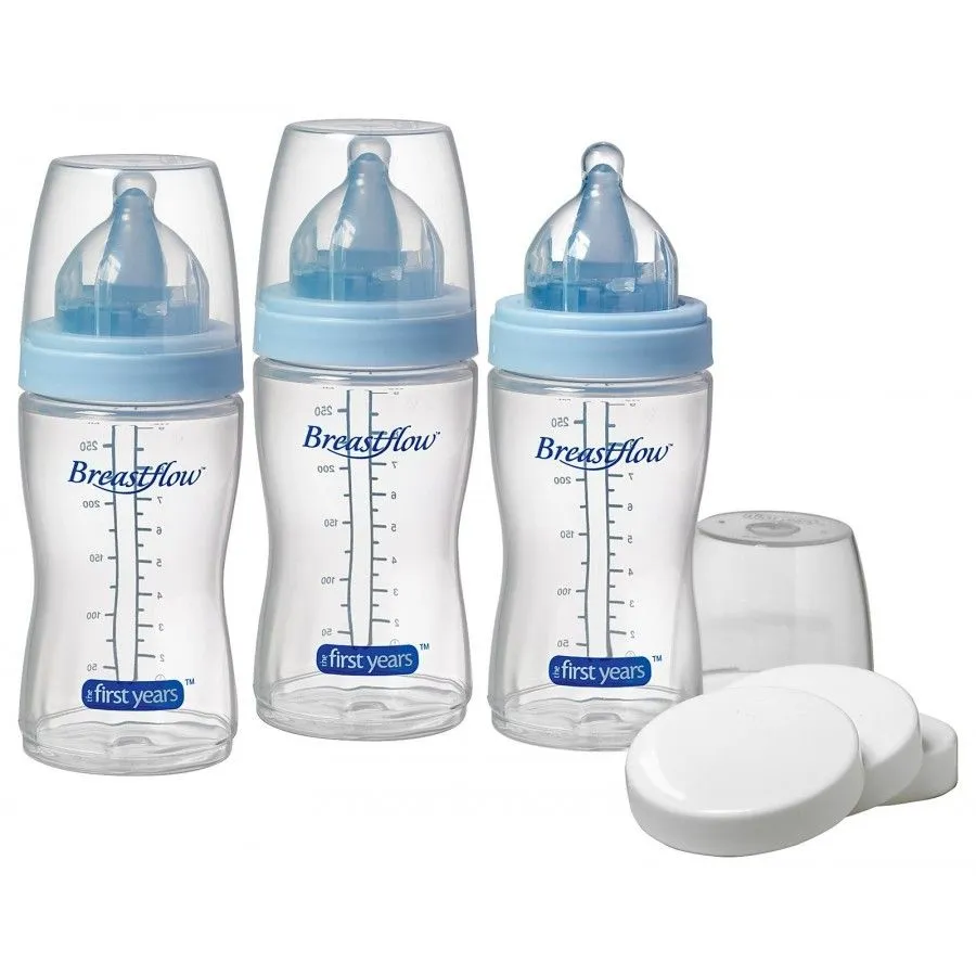 Pack 3 mamaderas BreastFlow The First years 250 ml - Pellitos.