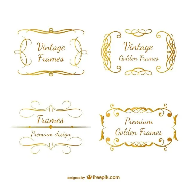 Pack de marcos dorados ornamentales | Descargar Vectores gratis