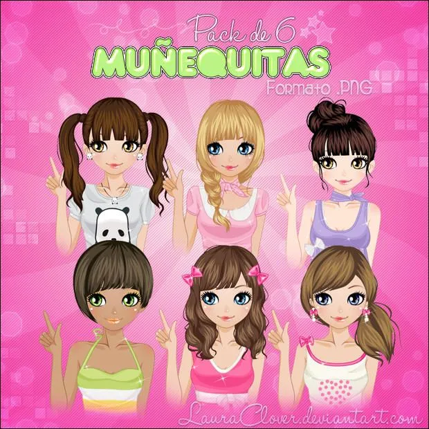 Pack de munequitas .PNG by LauraClover on deviantART