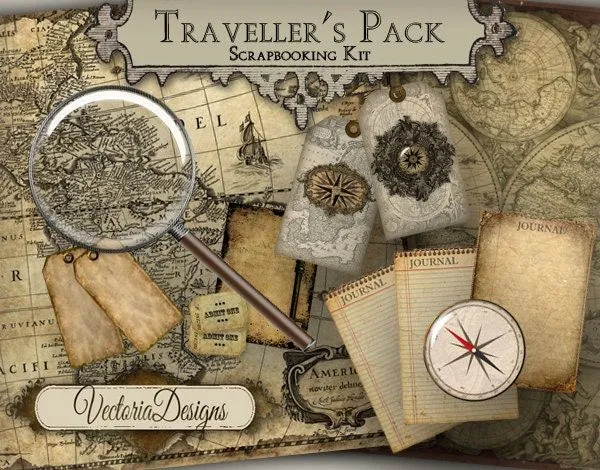 Pack Scrapbooking Digital Kit Vintage del por VectoriaDesigns