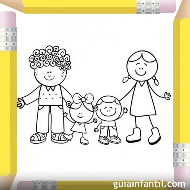 Padres con sus hijos. Dibujos para colorear el Día de la Madre ...