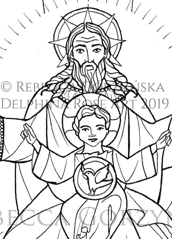 Página católica para colorear Señal de la Cruz Santísima - Etsy México