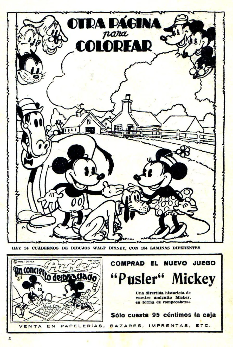 PÁGINA PARA COLOREAR Y "PUSLER" MICKEY