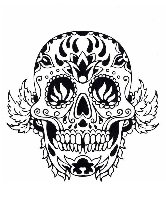 Páginas para colorear de calaveras de azúcar calavera día de - Etsy México