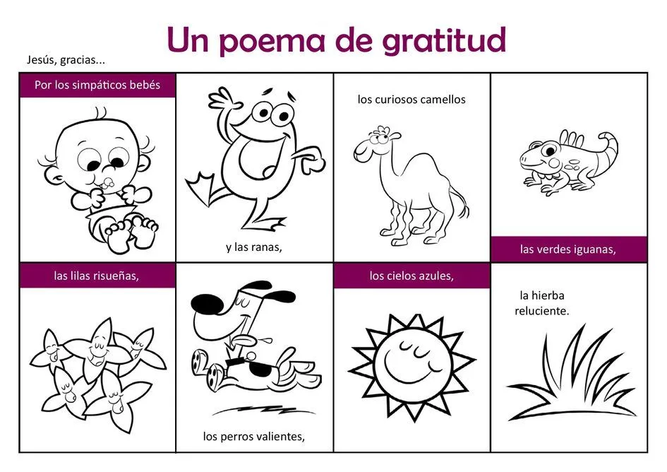 Páginas para colorear: Un poema de gratitud | Rincón de las maravillas