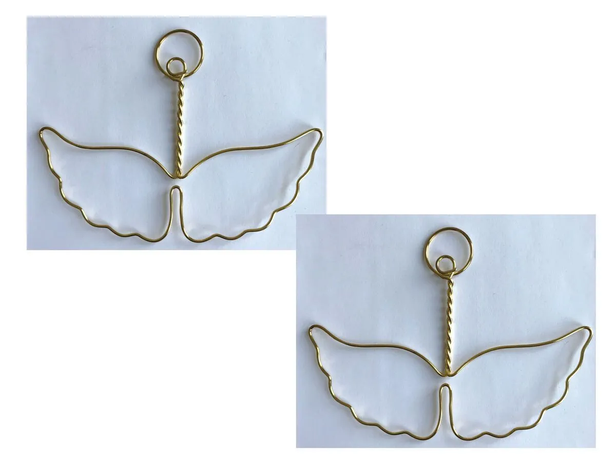 2 Pair Gold Metal Wire Angel Wings & Halo Craft Doll Christmas Ornament  Making | eBay