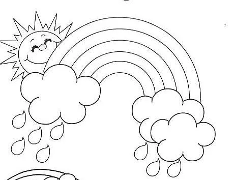 Paisaje con arcoiris para colorear - Imagui