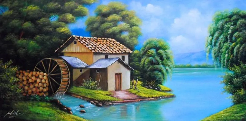 Paisaje casa campesina, 60 x 120 cm, óleo sobre lienzo | Imágenes ...