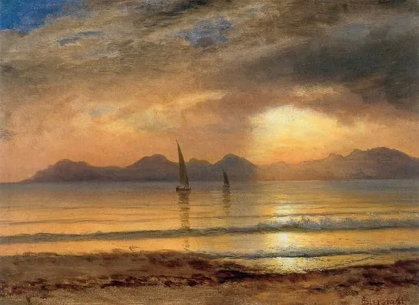 Paisaje marino / pintura al óleo del paisaje - barcos de vela de ...