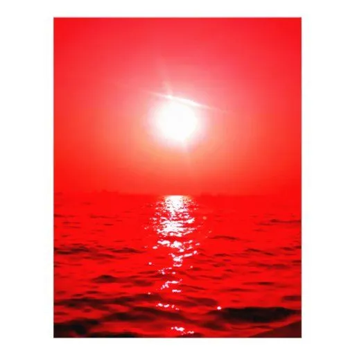 Paisaje marino rojo de la puesta del sol flyer a todo color | Zazzle