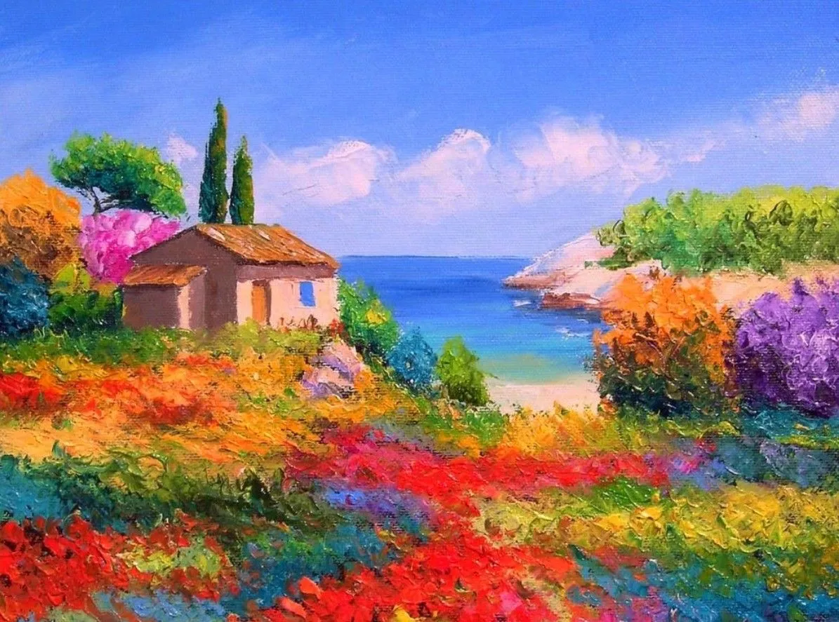 Pintura y Fotografía Artística : Paisaje Primaveral al Óleo