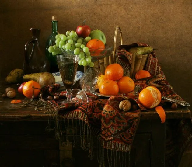 Paisajes y Bodegones: Bodegón con frutas en alta definición