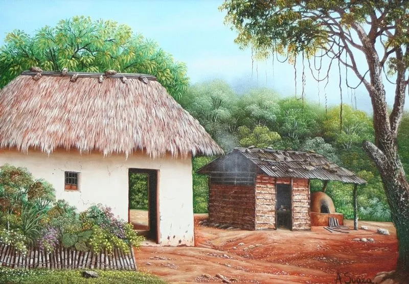 Imágenes Arte Decorativo: Paisajes al óleo de casas coloniales ...